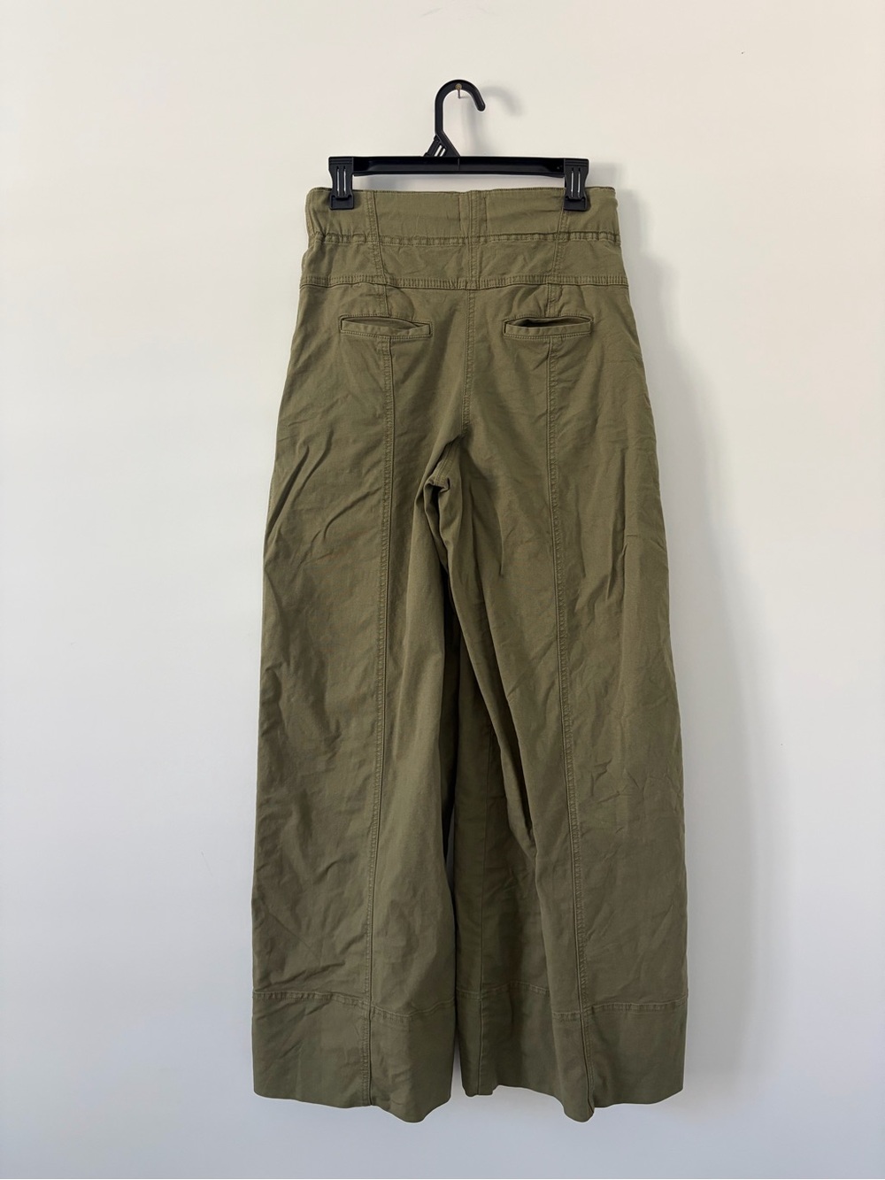 Anthropologie Maeve Utility High Rise Wide Leg Tailored Trousers Olive Green XS - Picture 5 of 12